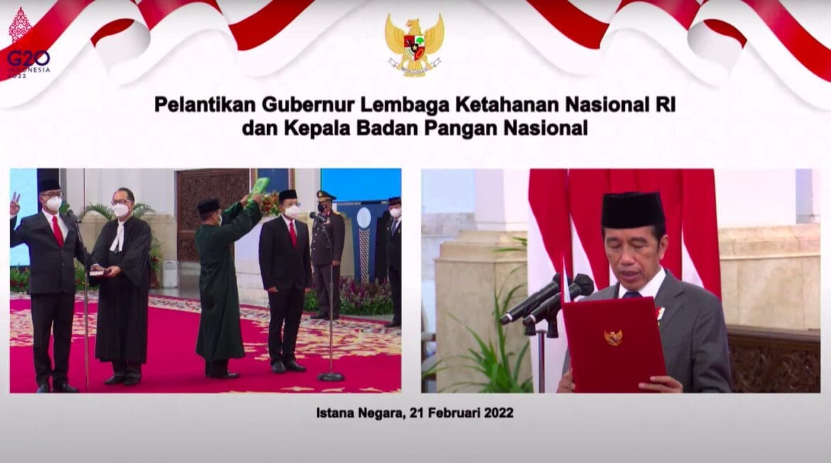 Presiden Lantik Andi Widjajanto Jadi Gubernur Lemhannas dan Arief Prasetyo Jadi Kepala Badan Pangan Nasional