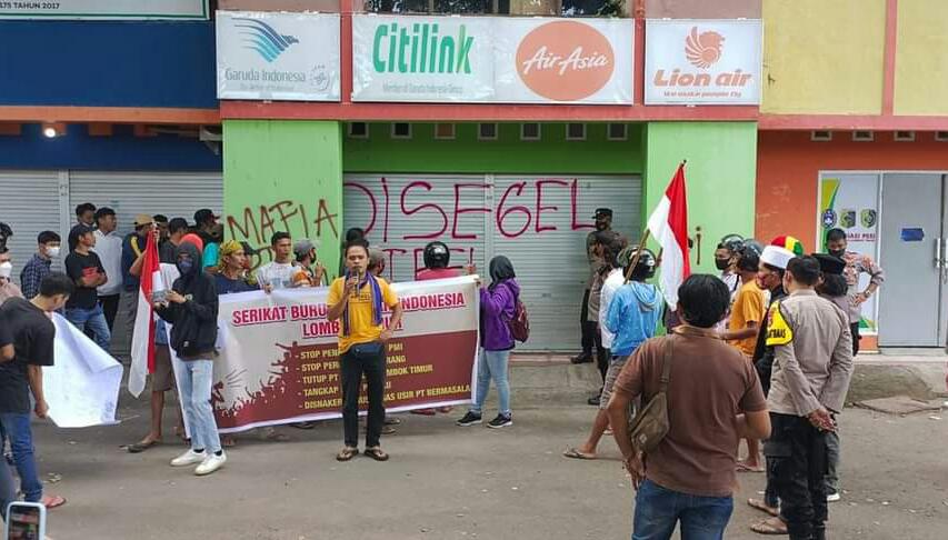 SBMI Lotim Dampingi CPMI Segel Kantor PT Bagoes Bersaudara