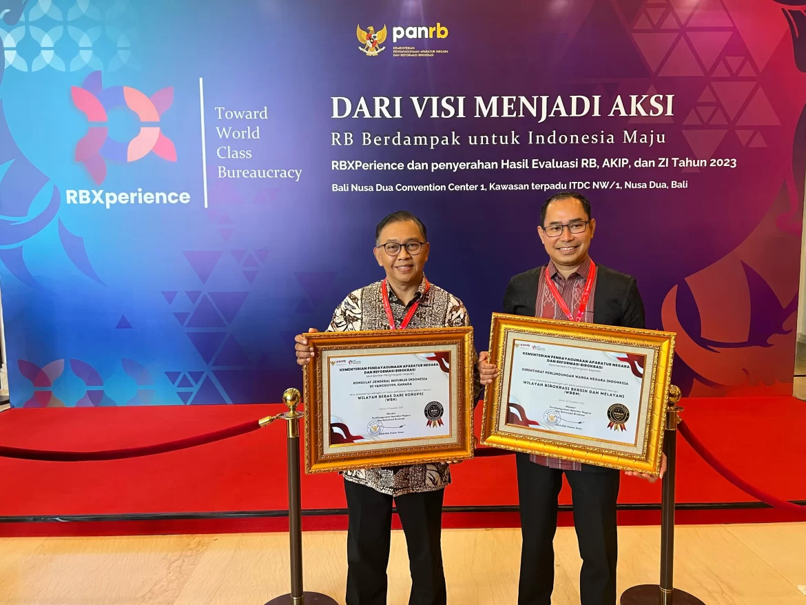 KJRI Vancouver Dianugerahi Zona Integritas Menuju WBK 2023