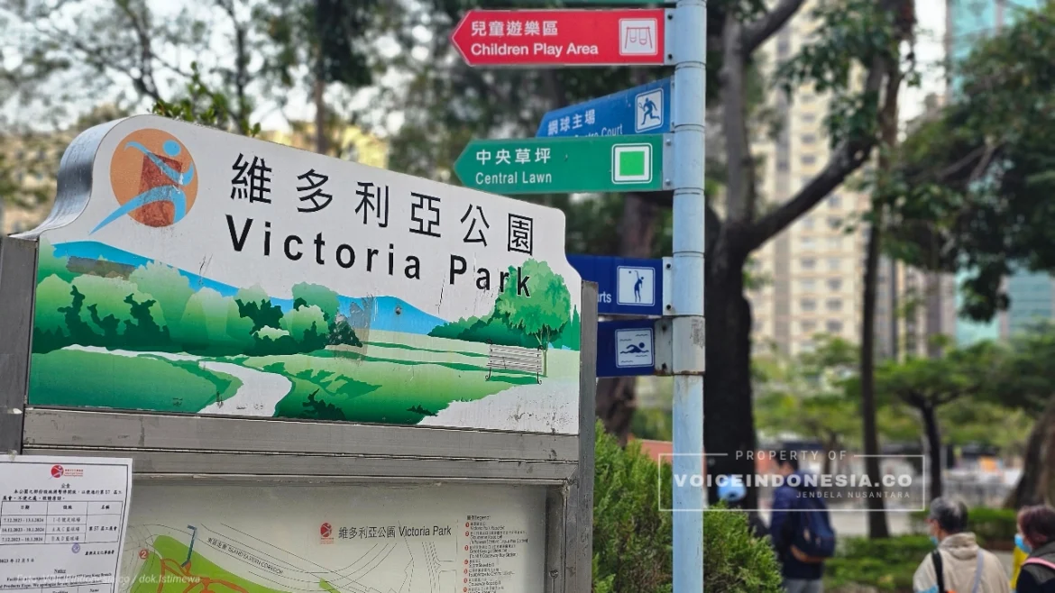 Foto : Fictoria park tempat Pekerja Migran Indonesia (PMI) berkumpul ( VOICEIndonesia.co/as)