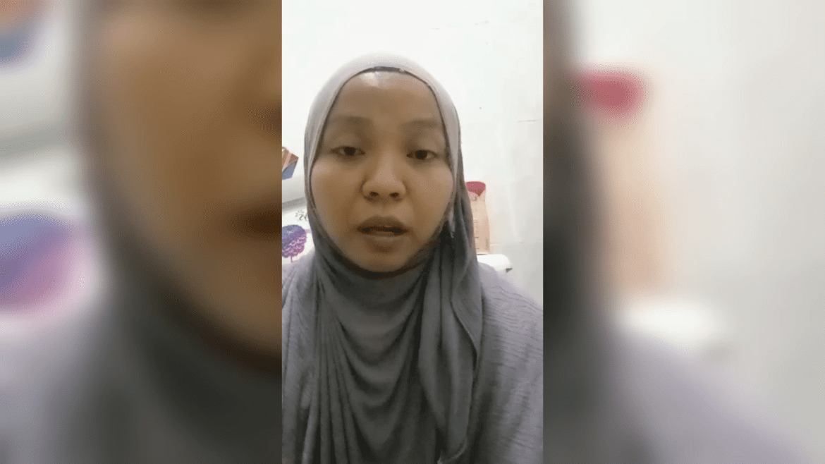 Foto : Aminah asal Bekasi meminta bantuan kepada pemerintah Indonesia untuk memulangkannya ke kampung halaman.(dok.VOICEIndonesia.co)