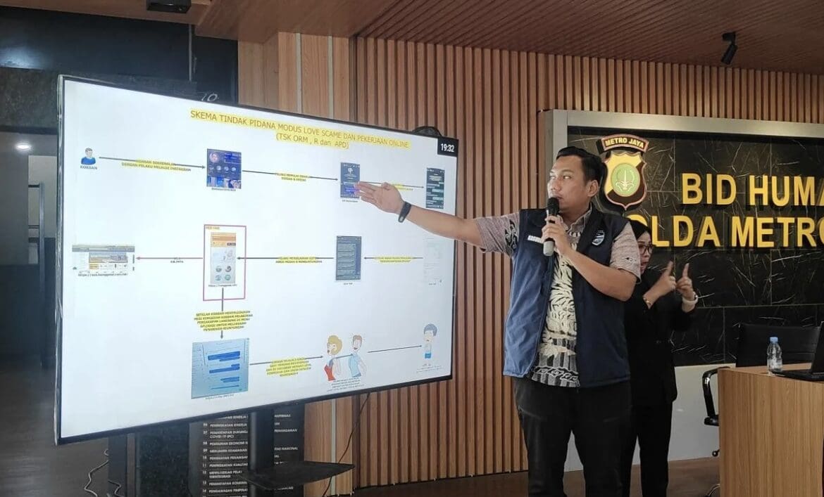 Foto : Pengungkapkan skema penipuan tersebut dimulai dari perkenalan antara pelaku dan korban di media sosial, khususnya Instagram (dok.old.voiceindonesia.co/dit Siber PMJ)