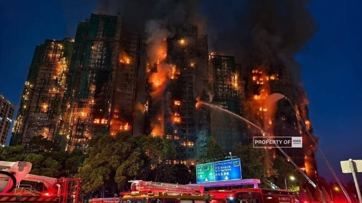 Foto : Insiden kebakaran tragis yang melanda kompleks Wang Fuk Court, Tai Po, pada Rabu (26/11).(dok.Voiceindonesia.co/ist)